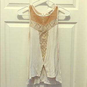 Off white tank top with embroidery